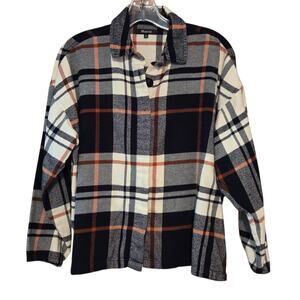 Madewell Flannel Bromley Shirt, Black & Ivory plaid Women's sz Medium